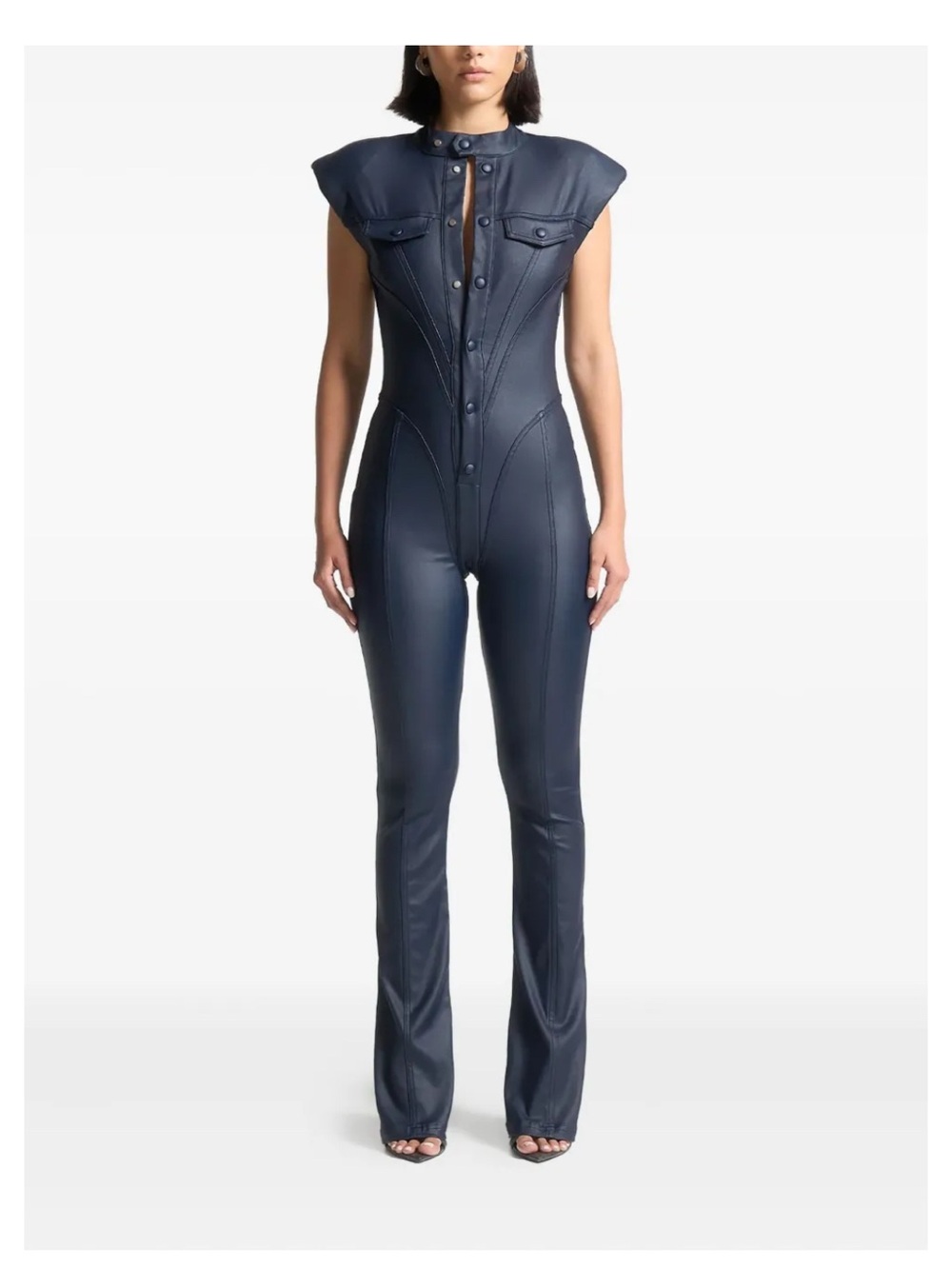 Manière De Voir Annette wax-coated blue jumpsuit